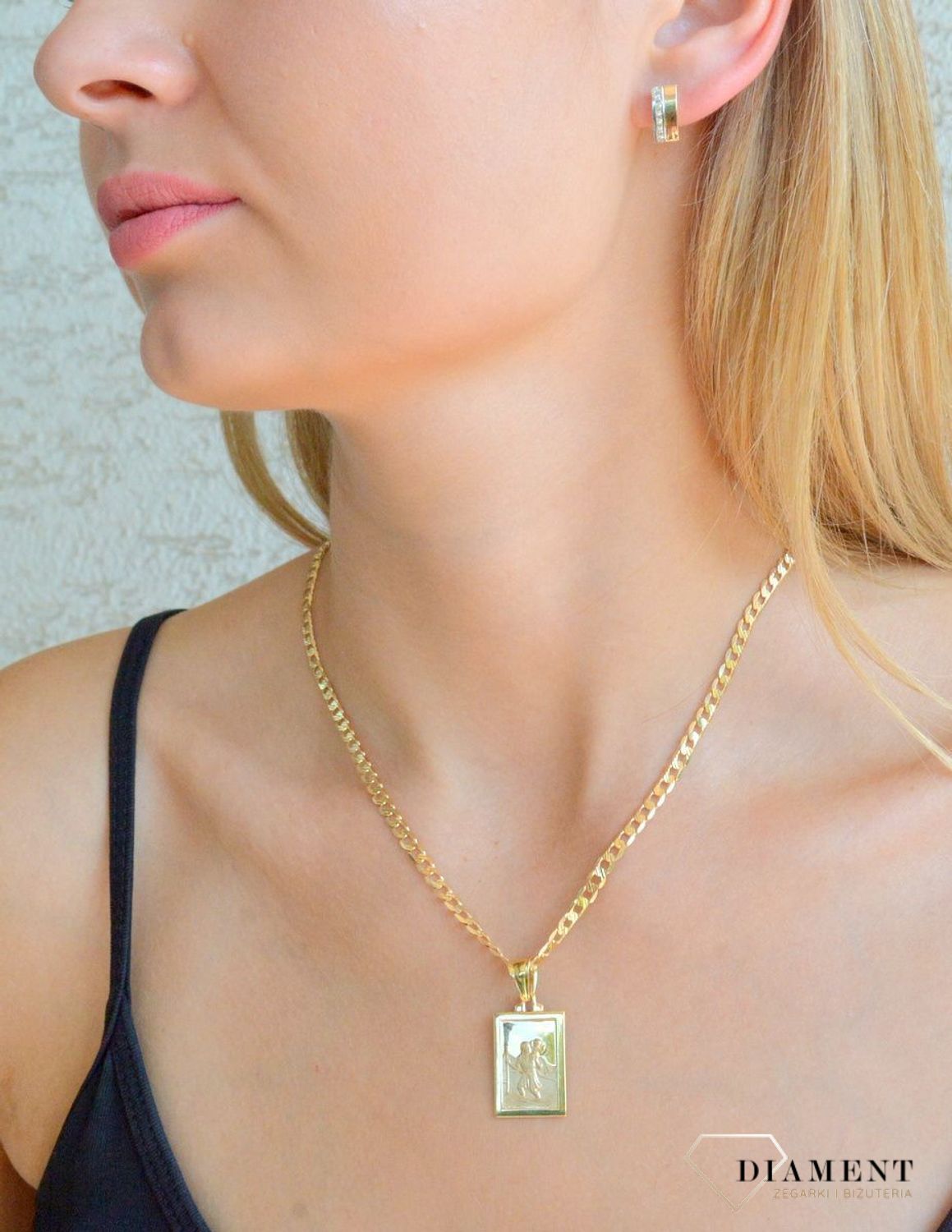 Złote kolczyki damskie 375 wkrętki prostokąty z pasmem cyrkonii KL 7915A 375 (1).jpg